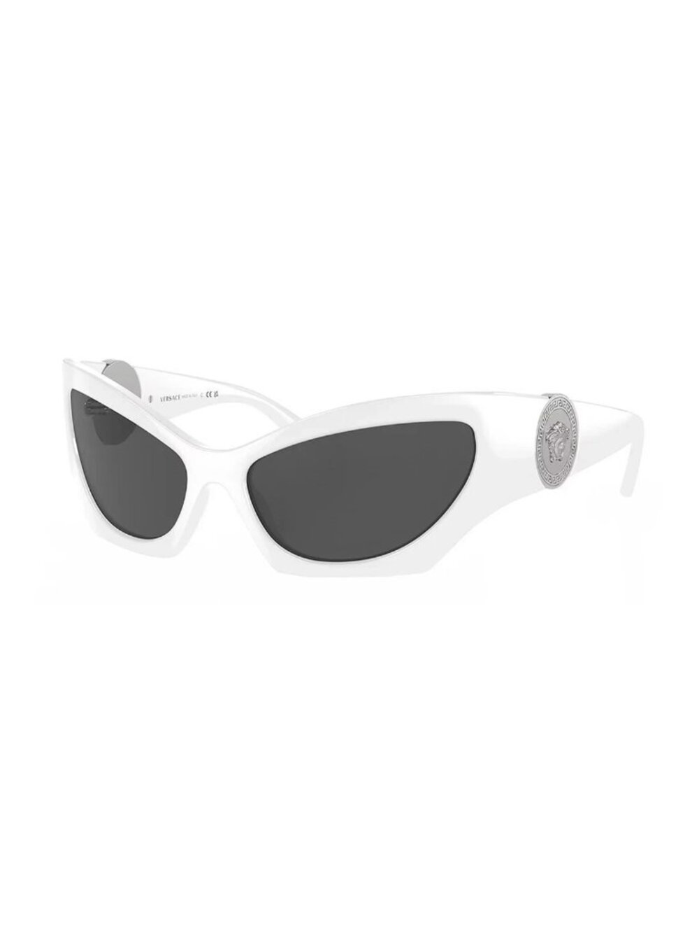 Versace VE 4450 314/87 White Plastic Cat-Eye Sunglasses Grey Lens